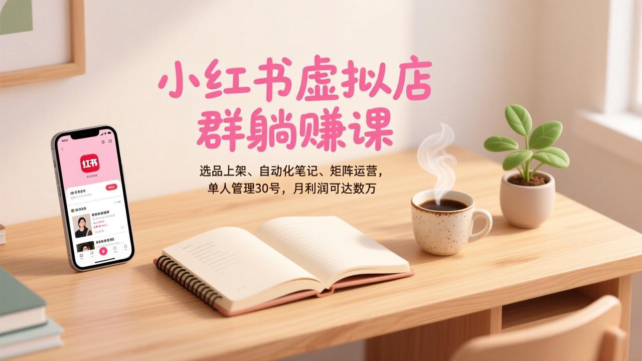 （17072期）小红书虚拟店群躺赚课，选品上架、自动化笔记、矩阵运营，单人管理30号，月利润可达数万汇创网-网创项目_汇创网_中创网_福缘网_冒泡网_网创项目平台汇创网