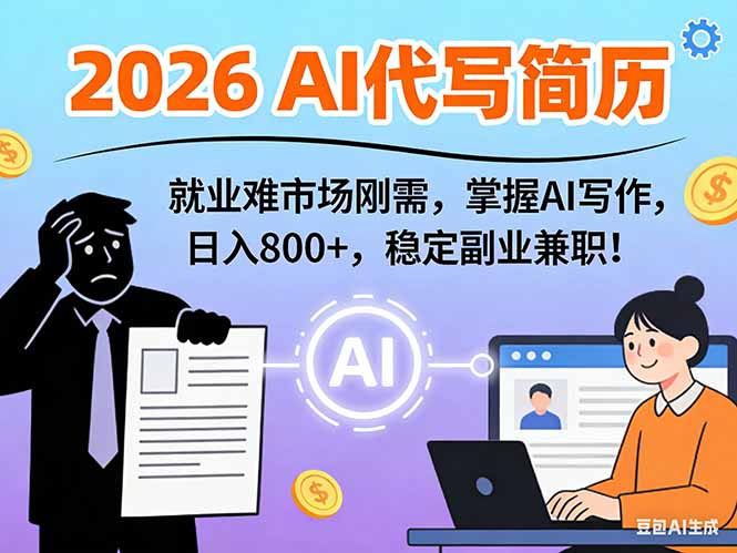 （17119期）AI代写简历，超暴利，用万能模板月入1-3万实战教程，2026年市场刚需！汇创网-网创项目_汇创网_中创网_福缘网_冒泡网_网创项目平台汇创网