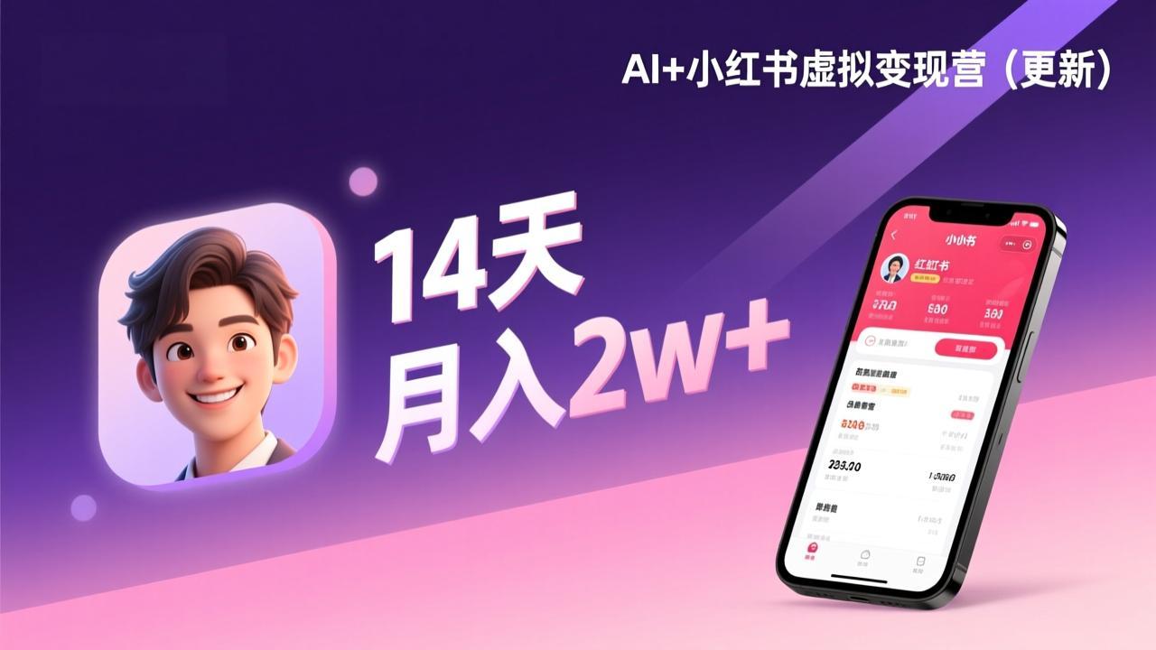 （17275期）AI+小红书虚拟变现营（更新），14天掌握选品、笔记、成交，打造自动化月入2w+事业汇创网-网创项目_汇创网_中创网_福缘网_冒泡网_网创项目平台汇创网