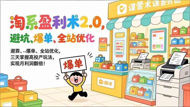 （17127期）淘系盈利术2.0，避坑、爆单、全站优化，三天掌握高投产玩法，实现月利润翻倍！汇创网-网创项目_汇创网_中创网_福缘网_冒泡网_网创项目平台汇创网