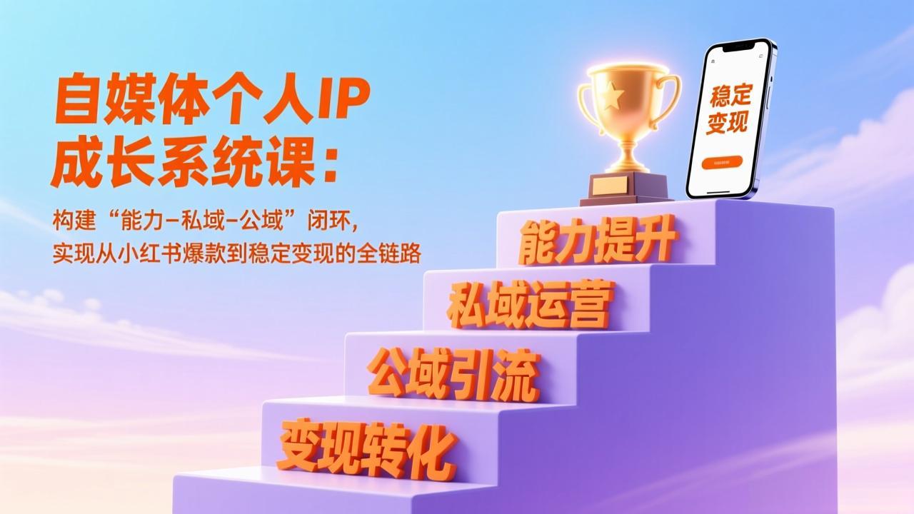 （17192期）自媒体个人IP成长系统课：构建“能力-私域-公域”闭环，实现从小红书爆款到稳定变现的全链路汇创网-网创项目_汇创网_中创网_福缘网_冒泡网_网创项目平台汇创网