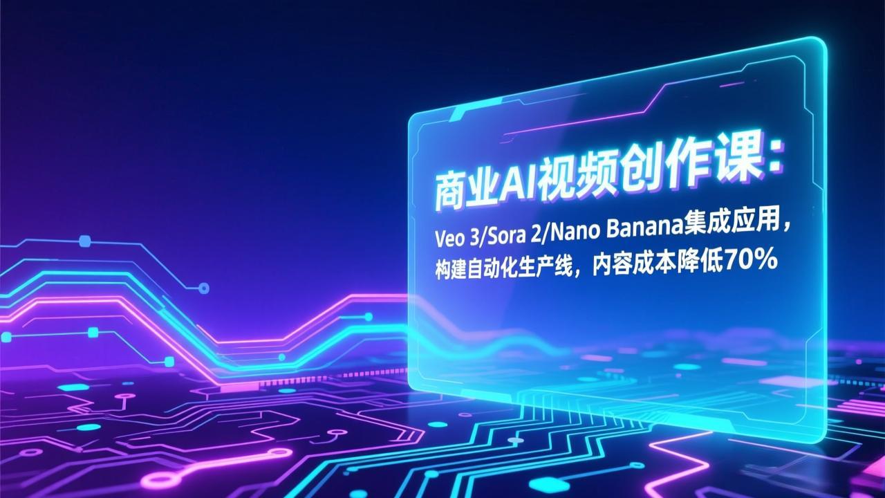 （17070期）商业AI视频创作课：Veo 3/Sora 2/Nano Banana集成应用，构建自动化生产线，内容成本降低70%汇创网-网创项目_汇创网_中创网_福缘网_冒泡网_网创项目平台汇创网