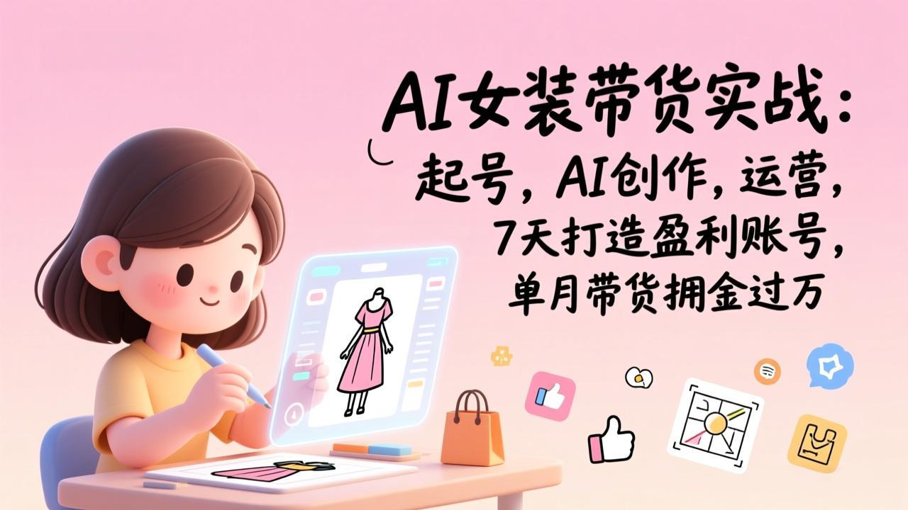 （17088期）AI女装带货实战：起号，AI创作，运营，7天打造盈利账号，单月带货佣金过万汇创网-网创项目_汇创网_中创网_福缘网_冒泡网_网创项目平台汇创网