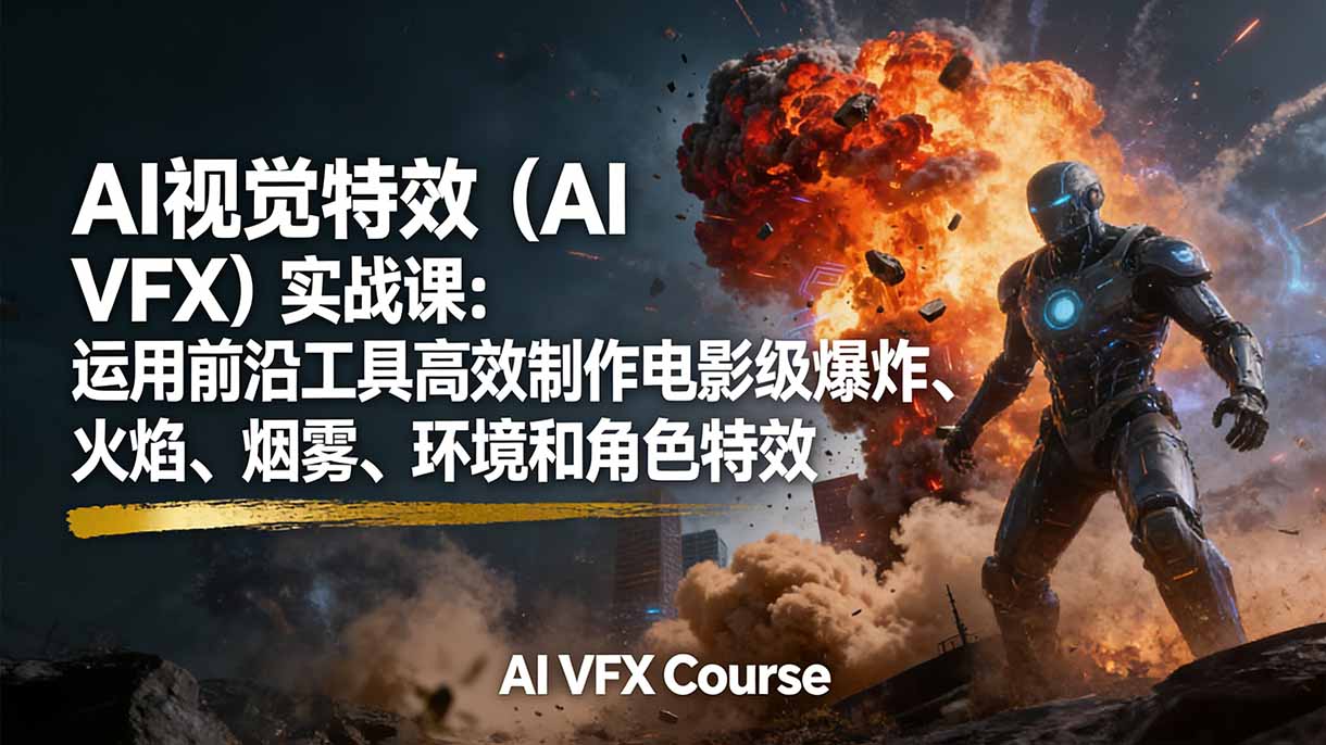 （17212期）AI视觉特效（AI VFX）实战课：运用前沿工具高效制作电影级爆炸、火焰、烟雾、环境和角色特效汇创网-网创项目_汇创网_中创网_福缘网_冒泡网_网创项目平台汇创网
