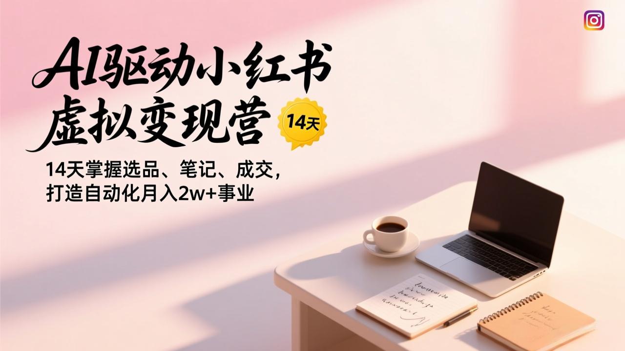 (17204期)AI驱动小红书虚拟变现营,14天掌握选品、笔记、成交,打造自动化月入2w+事业汇创网-网创项目_汇创网_中创网_福缘网_冒泡网_网创项目平台汇创网