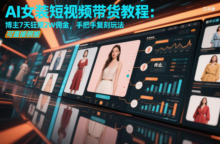AI女装短视频带货教程：博主7天狂賺2W佣金，手把手复刻玩法，可直接照搬汇创网-网创项目_汇创网_中创网_福缘网_冒泡网_网创项目平台汇创网
