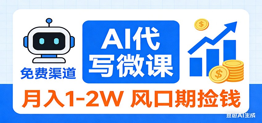 2026告别打工！AI 代写微课，提供免费渠道，月入 1-2W 风口期捡钱汇创网-网创项目_汇创网_中创网_福缘网_冒泡网_网创项目平台汇创网