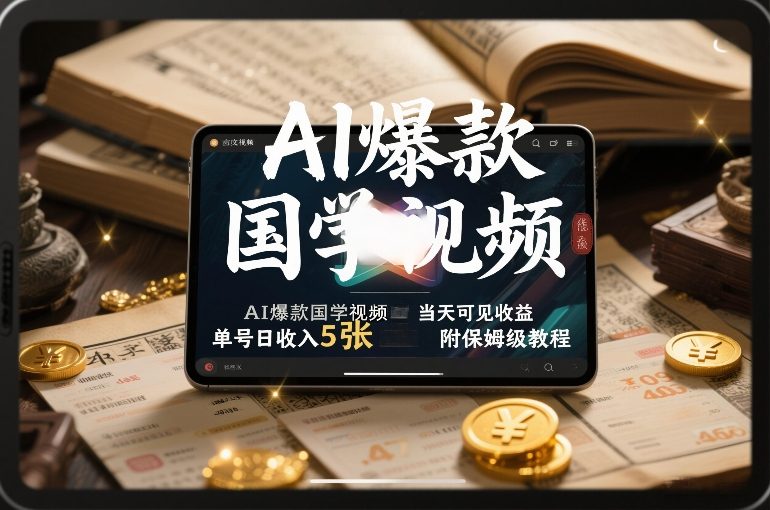 AI爆款国学视频，独家起号方法，小白直接上手，当天可见收益，单号日收入5张+附保姆级教程汇创网-网创项目_汇创网_中创网_福缘网_冒泡网_网创项目平台汇创网