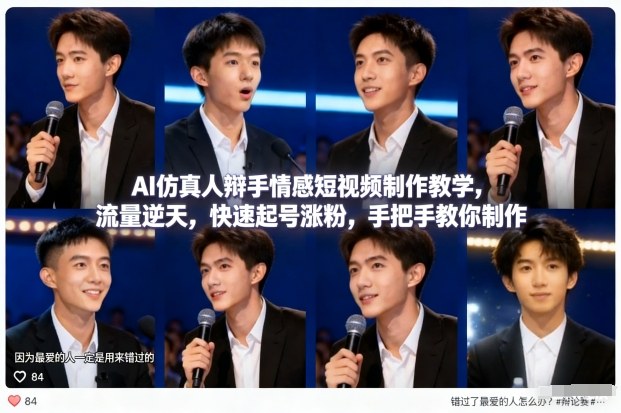 AI仿真人辩手情感短视频制作教学，流量逆天，快速起号涨粉，手把手教你制作汇创网-网创项目_汇创网_中创网_福缘网_冒泡网_网创项目平台汇创网