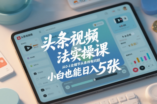 头条视频玩法实操课，从0-1全细节头条所有问题，小白也能日入5张汇创网-网创项目_汇创网_中创网_福缘网_冒泡网_网创项目平台汇创网