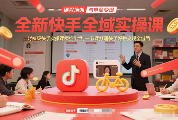 全新快手全域实操课，封神级快手实操课横空出世，一节课打通快手好物变现全链路汇创网-网创项目_汇创网_中创网_福缘网_冒泡网_网创项目平台汇创网