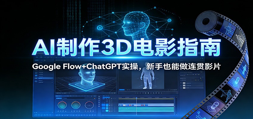 AI制作3D电影指南：Google Flow+ChatGPT实操，新手也能做连贯影片汇创网-网创项目_汇创网_中创网_福缘网_冒泡网_网创项目平台汇创网