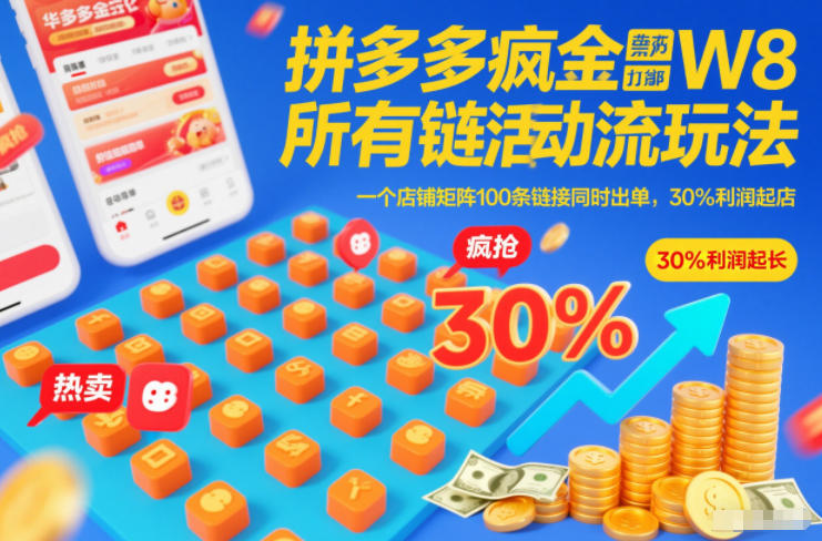 拼多多疯狂活动流玩法，所有链接全部打标，一个店铺矩阵100条链接同时出单，30%利润起店汇创网-网创项目_汇创网_中创网_福缘网_冒泡网_网创项目平台汇创网