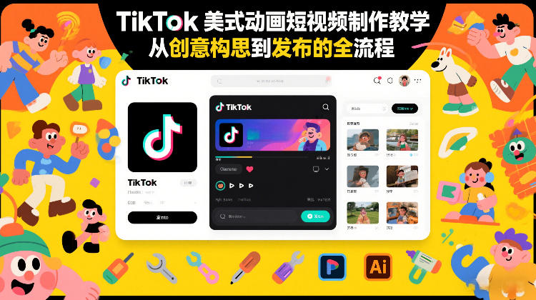 TikTok美式动画短视频制作教学，从创意构思到发布的全流程汇创网-网创项目_汇创网_中创网_福缘网_冒泡网_网创项目平台汇创网
