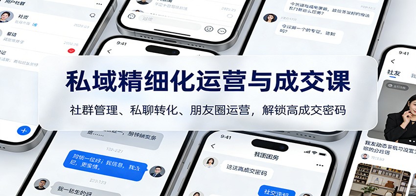私域精细化运营与成交课：社群管理、私聊转化、朋友圈运营，解锁高成交密码汇创网-网创项目_汇创网_中创网_福缘网_冒泡网_网创项目平台汇创网