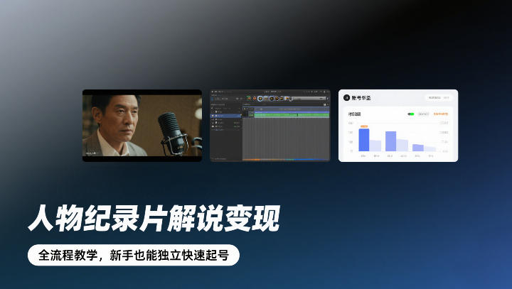 人物纪录片解说变现，全流程教学，新手也能独立快速起号汇创网-网创项目_汇创网_中创网_福缘网_冒泡网_网创项目平台汇创网