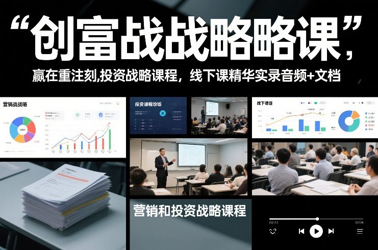 创富战略课，赢在重注时刻，营销和投资战略课程，线下课精华实录音频+文档汇创网-网创项目_汇创网_中创网_福缘网_冒泡网_网创项目平台汇创网