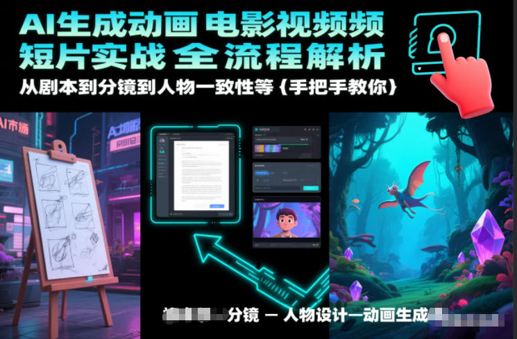 AI生成动画电影视频短片实战全流程解析，从剧本到分镜到人物一致性等手把手教你汇创网-网创项目_汇创网_中创网_福缘网_冒泡网_网创项目平台汇创网