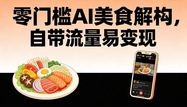零门槛AI美食解构，自带流量易变现汇创网-网创项目_汇创网_中创网_福缘网_冒泡网_网创项目平台汇创网