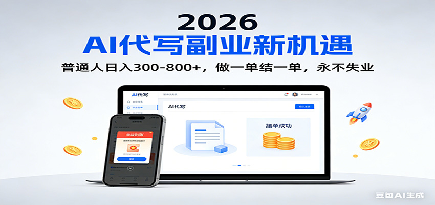 2026 副业首选！AI 代写日入 300-800，普通人0门槛，做一单结一单！汇创网-网创项目_汇创网_中创网_福缘网_冒泡网_网创项目平台汇创网