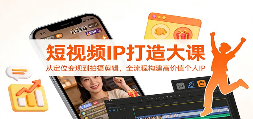 短视频IP打造大课：从定位变现到拍摄剪辑，全流程构建高价值个人IP汇创网-网创项目_汇创网_中创网_福缘网_冒泡网_网创项目平台汇创网