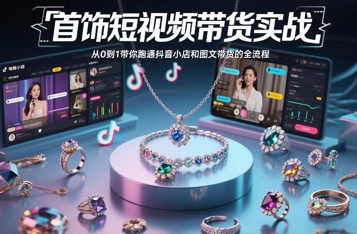 首饰短视频带货实战，从0到1带你跑通抖音小店和图文带货的全流程汇创网-网创项目_汇创网_中创网_福缘网_冒泡网_网创项目平台汇创网