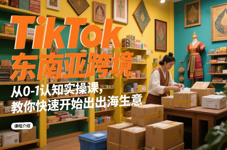 TikTok东南亚跨境从0-1认知实操课，教你快速开始出海生意汇创网-网创项目_汇创网_中创网_福缘网_冒泡网_网创项目平台汇创网