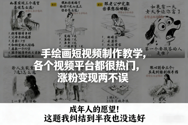 手绘画短视频制作教学，各个视频平台都很热门，涨粉变现两不误汇创网-网创项目_汇创网_中创网_福缘网_冒泡网_网创项目平台汇创网