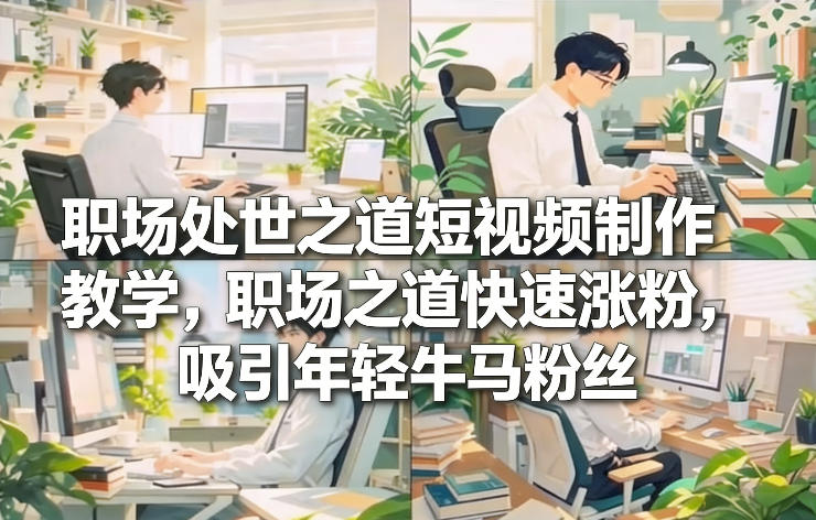 职场处世之道短视频制作教学，职场之道快速涨粉，吸引年轻牛马粉丝汇创网-网创项目_汇创网_中创网_福缘网_冒泡网_网创项目平台汇创网
