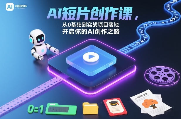 AI短片创作课，从0基础到实战项目落地，开启你的AI创作之路汇创网-网创项目_汇创网_中创网_福缘网_冒泡网_网创项目平台汇创网