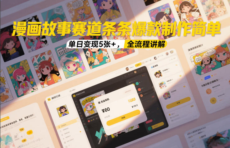 漫画故事赛道条条爆款制作简单，单日变现5张+，全流程讲解汇创网-网创项目_汇创网_中创网_福缘网_冒泡网_网创项目平台汇创网