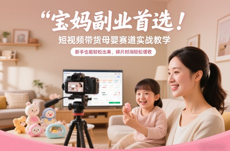 宝妈副业首选!短视频带货母婴赛道实战教学,新手也能轻松出单,碎片时间轻松增收汇创网-网创项目_汇创网_中创网_福缘网_冒泡网_网创项目平台汇创网