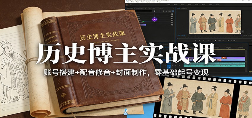 历史博主实战课：账号搭建+配音修音+封面制作，零基础起号变现汇创网-网创项目_汇创网_中创网_福缘网_冒泡网_网创项目平台汇创网