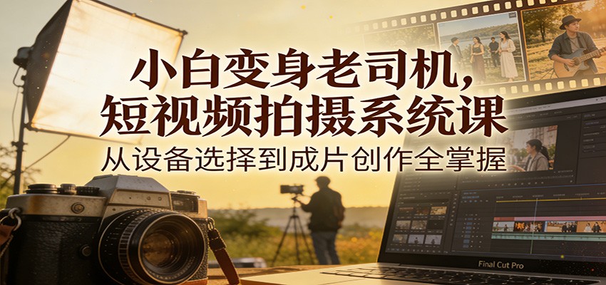 小白变身老司机，短视频拍摄系统课，从设备选择到成片创作全掌握汇创网-网创项目_汇创网_中创网_福缘网_冒泡网_网创项目平台汇创网