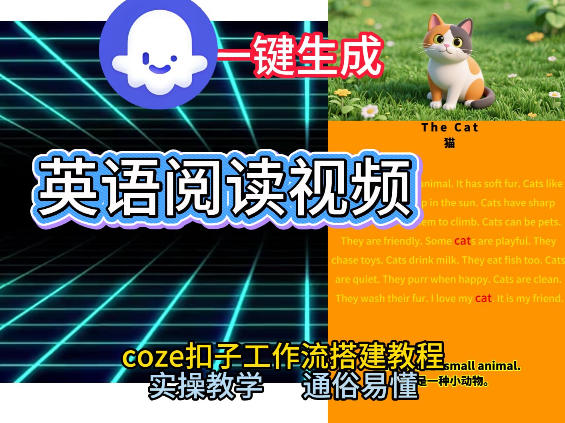 Coze工作流一键生成少儿英语阅读短视频，从0到1演示搭建过程，实操教学，小白也可以学会，搭建自己的AI智能体汇创网-网创项目_汇创网_中创网_福缘网_冒泡网_网创项目平台汇创网
