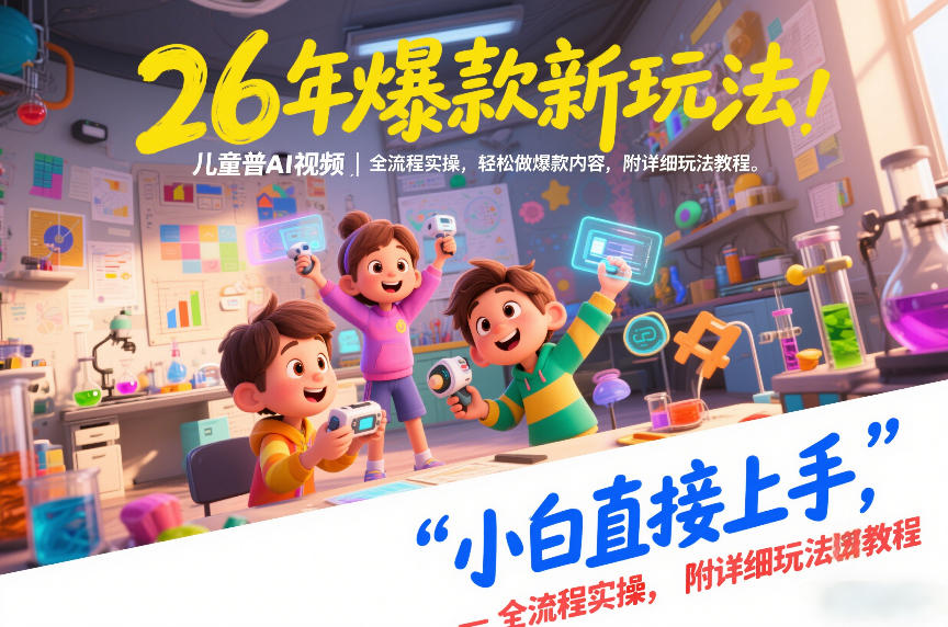 26年爆款新玩法，儿童科普AI视频，全流程实操，轻松做爆款内容，小白直接上手，附详细玩法教程汇创网-网创项目_汇创网_中创网_福缘网_冒泡网_网创项目平台汇创网