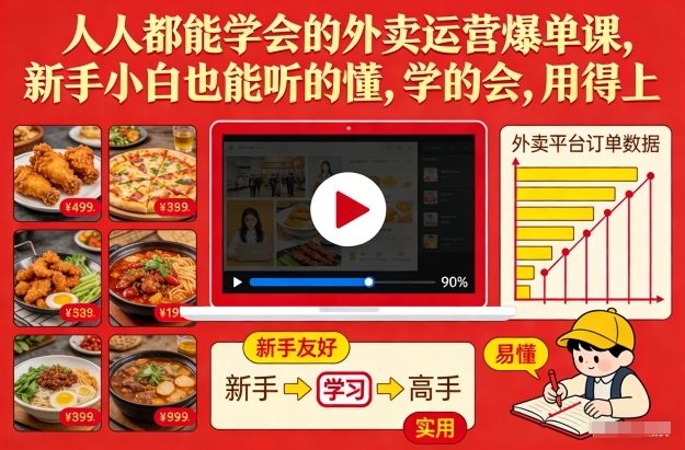 人人都能学会的外卖运营爆单课，新手小白也能听的懂，学的会，用得上汇创网-网创项目_汇创网_中创网_福缘网_冒泡网_网创项目平台汇创网