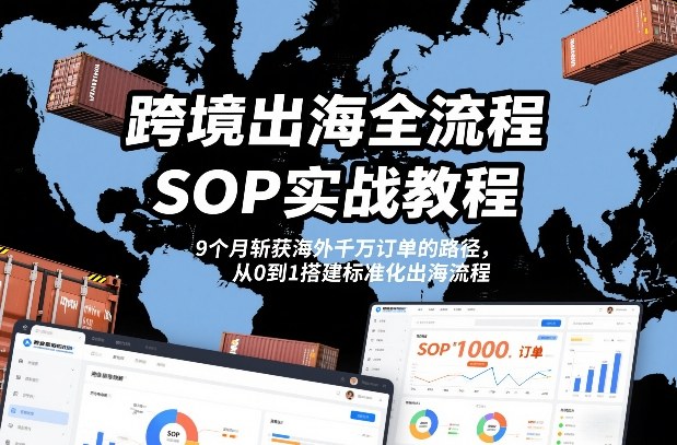 跨境出海全流程全盘托出SOP实战教程，9个月斩获海外千万订单的路径，从0到1搭建标准化出海流程汇创网-网创项目_汇创网_中创网_福缘网_冒泡网_网创项目平台汇创网