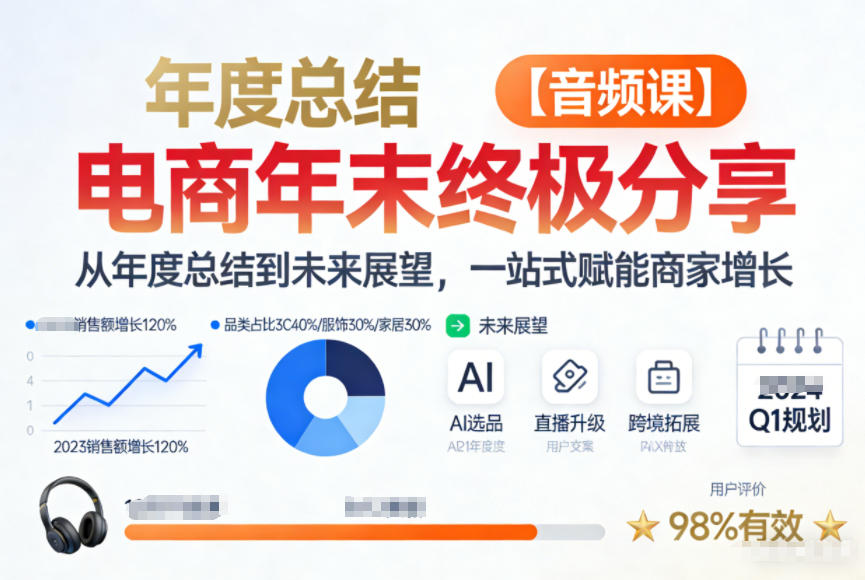 电商年未终极分享，从年度总结到未来展望，一站式赋能商家增长【音频课】汇创网-网创项目_汇创网_中创网_福缘网_冒泡网_网创项目平台汇创网