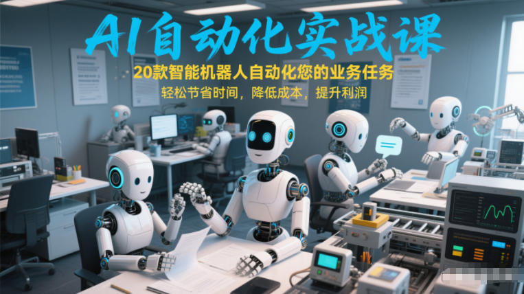 AI自动化实战课：20款智能机器人自动化您的业务任务，轻松节省时间，降低成本，提升利润汇创网-网创项目_汇创网_中创网_福缘网_冒泡网_网创项目平台汇创网