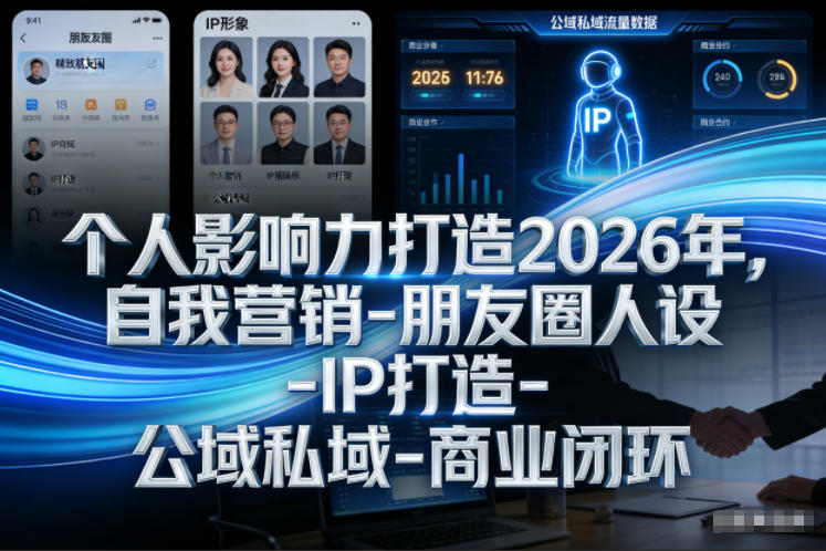 个人影响力打造2026年，自我营销-朋友圈人设-IP打造-公域私域-商业闭环汇创网-网创项目_汇创网_中创网_福缘网_冒泡网_网创项目平台汇创网