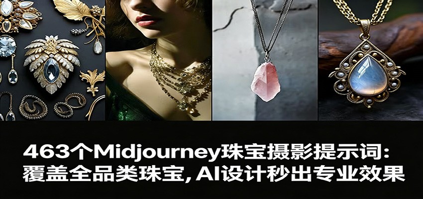 463个Midjourney珠宝摄影提示词：覆盖全品类珠宝，AI设计秒出专业效果汇创网-网创项目_汇创网_中创网_福缘网_冒泡网_网创项目平台汇创网