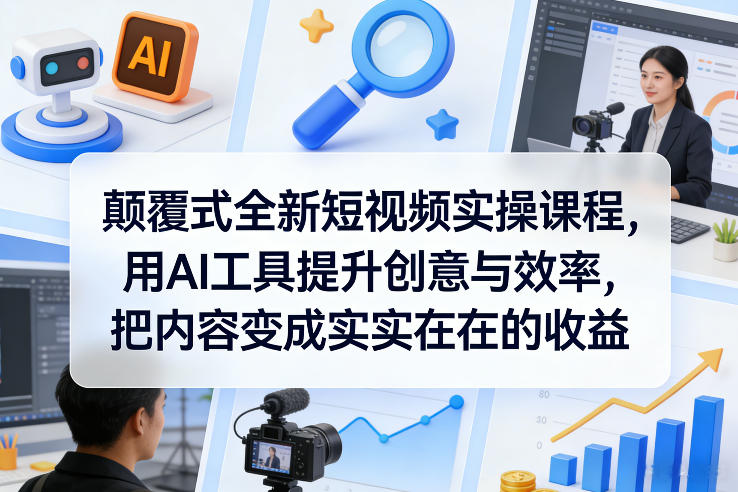 颠覆式全新短视频实操课程，用AI工具提升创意与效率，把内容变成实实在在的收益汇创网-网创项目_汇创网_中创网_福缘网_冒泡网_网创项目平台汇创网