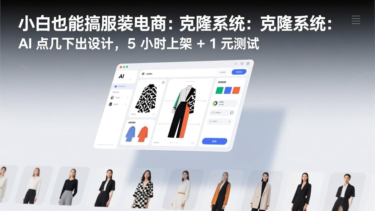 （17411期）小白也能搞服装电商：克隆系统：AI 点几下出设计，5 小时上架 + 1 元测试汇创网-网创项目_汇创网_中创网_福缘网_冒泡网_网创项目平台汇创网