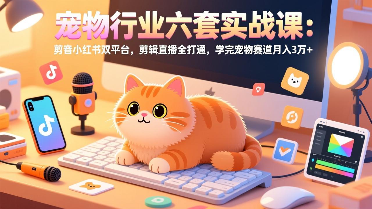 （17411期）宠物行业六套实战课：抖音小红书双平台，剪辑直播全打通，学完宠物赛道月入3万+汇创网-网创项目_汇创网_中创网_福缘网_冒泡网_网创项目平台汇创网
