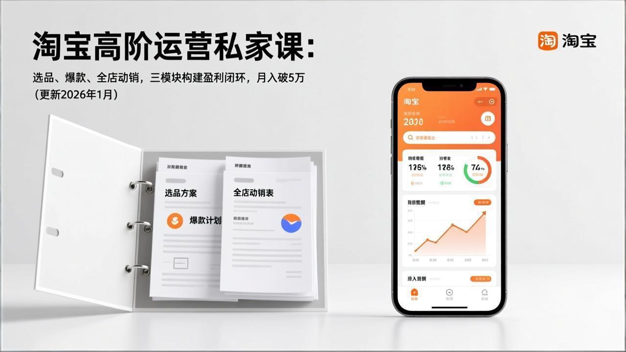 （17280期）淘宝高阶运营私家课：选品、爆款、全店动销，三模块构建盈利闭环，月入破5万（更新26年1月）汇创网-网创项目_汇创网_中创网_福缘网_冒泡网_网创项目平台汇创网