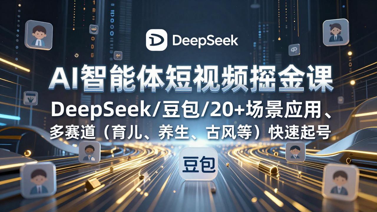 （17365期）AI智能体短视频掘金课，DeepSeek/豆包/20+场景应用、多赛道（育儿、养生、古风等）快速起号汇创网-网创项目_汇创网_中创网_福缘网_冒泡网_网创项目平台汇创网