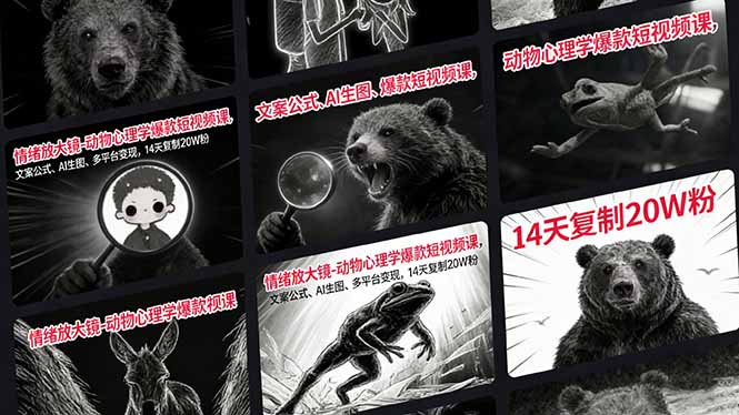 （17376期）情绪放大镜-动物心理学爆款短视频课，文案公式、AI生图、多平台变现，14天复制20W粉汇创网-网创项目_汇创网_中创网_福缘网_冒泡网_网创项目平台汇创网