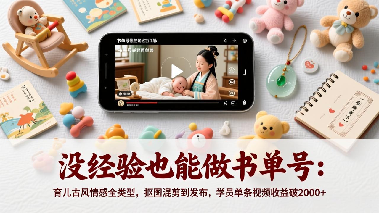 （17389期）没经验也能做书单号：育儿古风情感全类型，抠图混剪到发布，学员单条视频收益破2000+汇创网-网创项目_汇创网_中创网_福缘网_冒泡网_网创项目平台汇创网