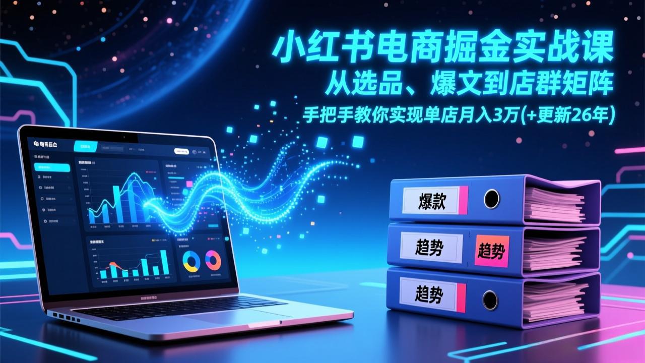 （17290期）小红书电商掘金实战课，从选品、爆文到店群矩阵，手把手教你实现单店月入3万+(更新26年)汇创网-网创项目_汇创网_中创网_福缘网_冒泡网_网创项目平台汇创网